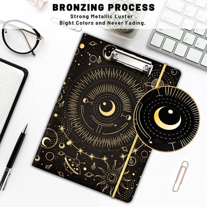 Ospelelf Clipboard Folio with Notepad and Pocket Leather Storage Clipboard Binder Padfolio for Women