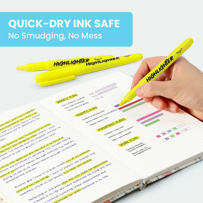 Taja 30 Pack Yellow Highlighters Bulk, Chisel Tip Highlighters Markers Set with No Bleed Ink, Perfect for School & Office Supplies