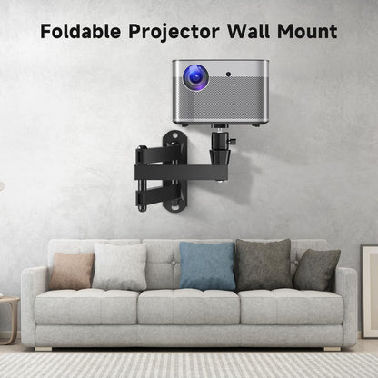 suptek Universal Foldable Projector Wall Mount - Adjustable Bracket for Projectors, Compatible with 1/4", M4 & M6 Screws, Heavy-Duty & Space-Saving Design, Black, MA1330YT