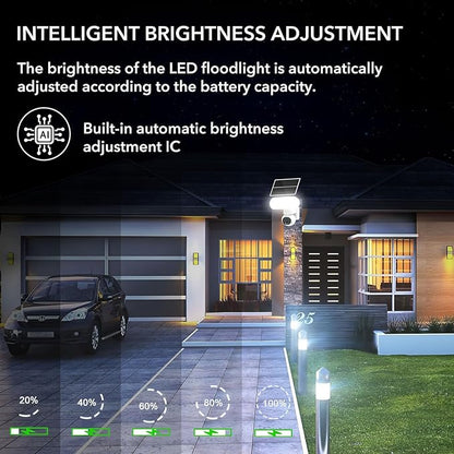 Solar Floodlight Camera with 1500LM Bright Lights-2K Wireless Outdoor Security PT Cam, Motion Activated Color Night Vision Illuminates Entire Yard & Driveway, No Monthly Fee, 64GB SD Card Included