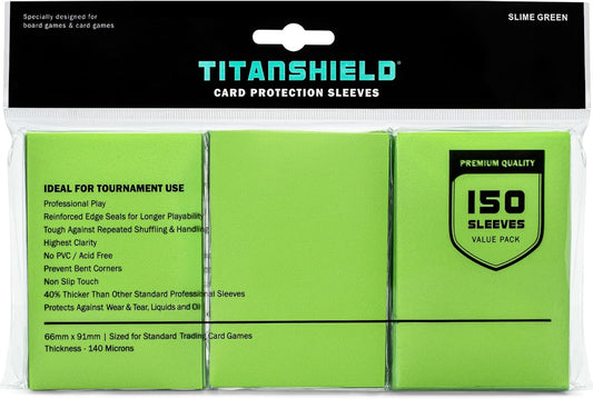 TitanShield (150 Sleeves/Slime Green) Standard Size Board Game Trading Card Sleeves Deck Protector for MTG, Dropmix