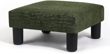 Joveco Small Foot Rest Stool Ottoman, 3D Velvet Square Upholstered Footstool for Chair, Under Desk, Office, Living Room, Deep Green