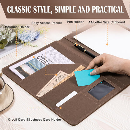 AZXCG Portfolio Binder,Leather Portfolio for Men and Women,Legal Pads Padfolio, Resume Folder with Card Holder,Professional Business Padfolio for Meetings and Interviews
