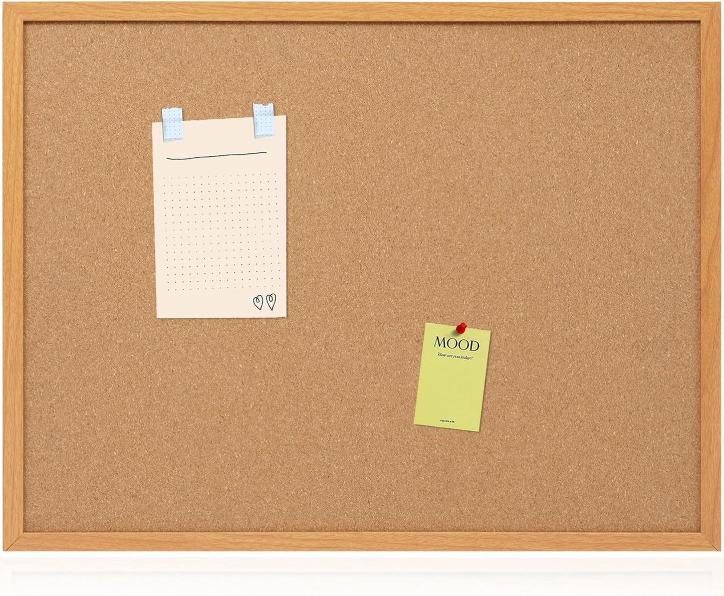 Board2by Cork Board Bulletin Board 24 x 36, Wood Framed Corkboards for Wall Decor, Hanging Office Message Board, Large Wall Mounted Notice Pin Board with 15 Push Pins for School, Home & Office