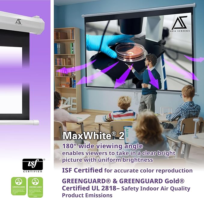 Akia Screens 100 inch Projector Screen Pull Down Manual B 4:3 or 92" 16:9, 95" 16:10 8K 4K HD 3D Ceiling Wall Mount White Portable Projection Screen for Indoor Movie Home Theater Office AK-M100V1