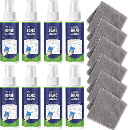 Loopeer 8 Pack Whiteboard Cleaner Spray 3. 4 oz Dry Erase Board Cleaner with Cloths Non Toxic Dry Erase Cleanning Removes Stubborn Marks from Whiteboards