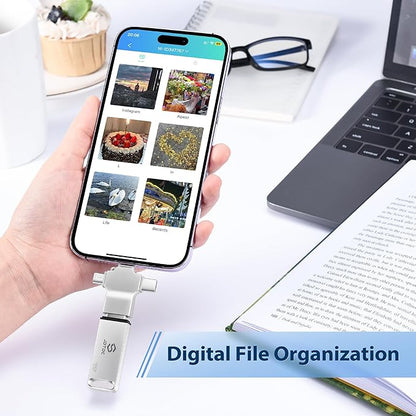 Multiport-Photo-Stick-Backup-Flash-Drive 512GB Fully Automatic Backup for iPhone iPad Android PC Mac - Smart Detection & Organization - Secure Photo Backup & Transfer Device Memory-Stick-Thumb-Drive
