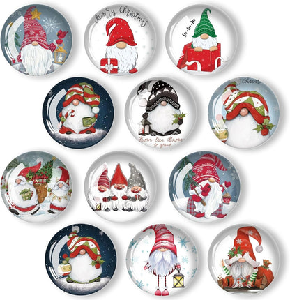 Christmas Gnomes Refrigerator Magnets 12Pcs Glass Strong Magnetic Refrigerator Magnet Fridge Sticker,Crystal Fridge Magnets Decoration for Crafts,Strong Fridge Magnets for Kitchen, School