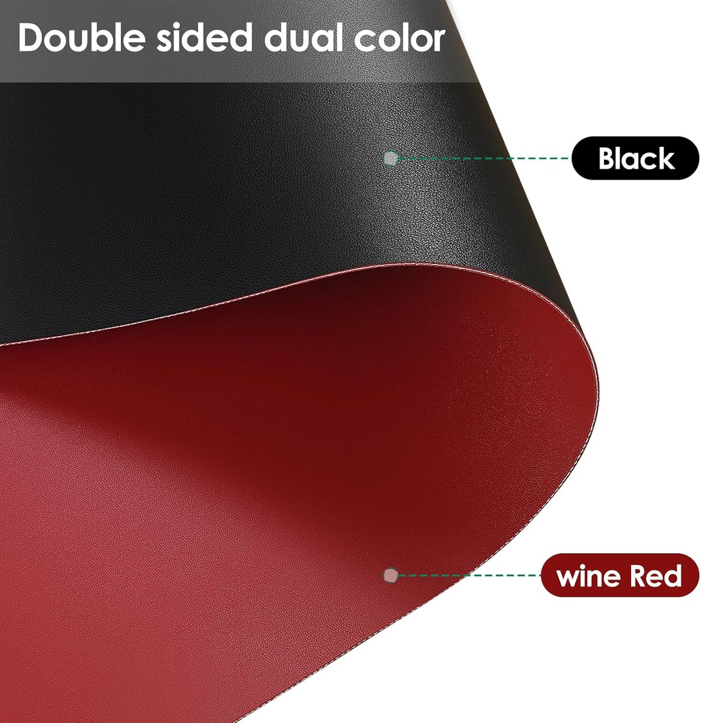 Leather Desk Mat,1.8mm Thick,12x42 Inch Desk Cover,Desk Protector Mat,Dresser Cover Top,Nail Table Mat,Dresser Cover,Quartz Countertop Protector,Table Sticker Cover(Black+Wine Red,12×42)