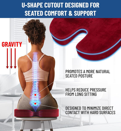 Everlasting Comfort Doctor Recommended Memory Foam Seat Cushion for Office Chairs & Car Seat - Ergonomic Office Desk Accessories for Tailbone Pain Relief, Sciatica & Back Support