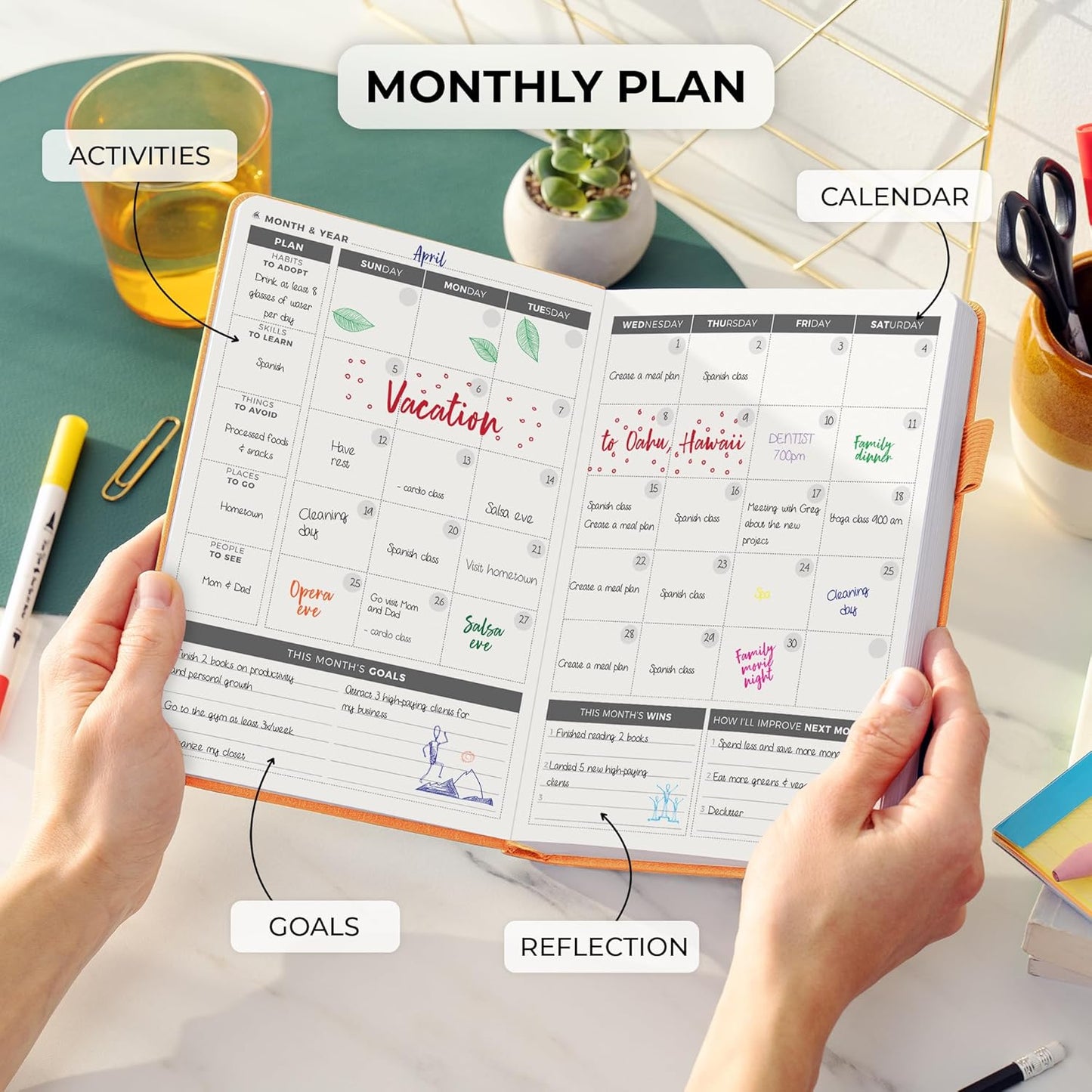 Clever Fox Daily Planner – Undated Planning Notebook with Hourly Schedule & To-Do List – Personal Day Task & Work Organizer, 6 Months (Orange)