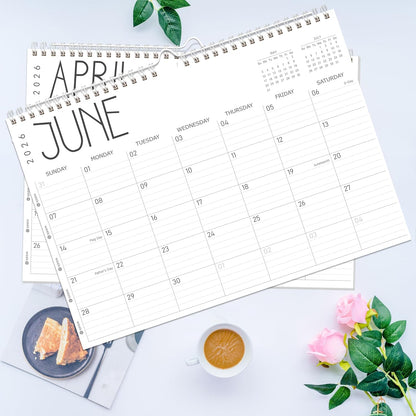 GuassLee Wall Calendar 2026, 24-Month Desk/Wall Calendar from Jan. 2026 to Dec. 2027,17" X 12" Desktop Hanging Monthly Planner with Thick Paper Spiral Bound for Easy Organizing
