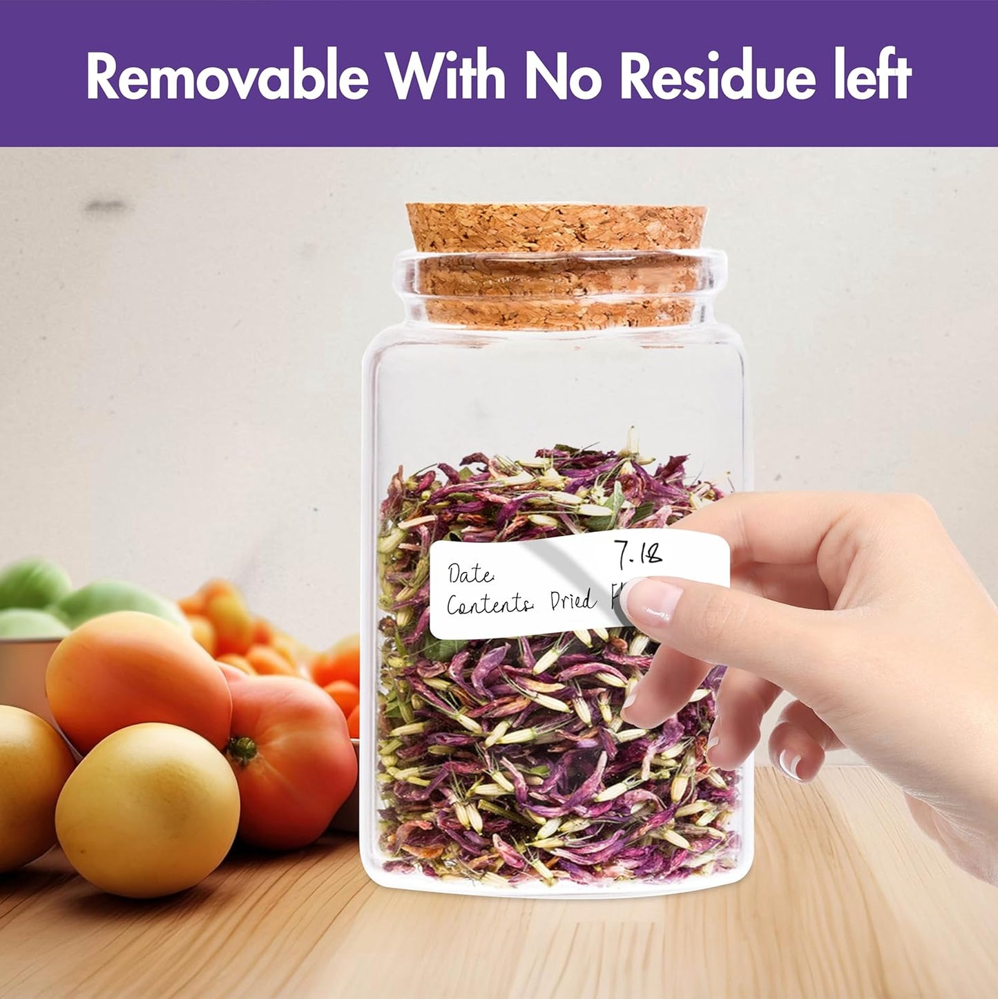 300 Removable Blank Food Labels, Water/Oil/Tear Resistant with Perforation Line for Freezer Food Containers Jars Pantry Organization (Each Measures 1” x 2”)