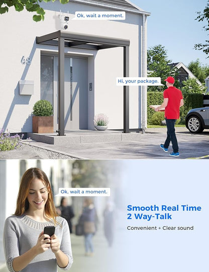Hiseeu 2 Pack Wireless Security Camera 5G/2.4G WiFi Dual Lens PTZ Camera Outdoor Motion Tracking Color Night Version,No-Monthly Fees Works with Wireless System/Alexa, Need Power Cord
