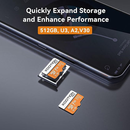 KOOTION 512GB Micro SD Card Up to 170MB/s, microSDXC UHS-I Memory Card, C10, U3, A2, V30, Full HD, 4K UHD, TF Card for Drones/Gaming Console