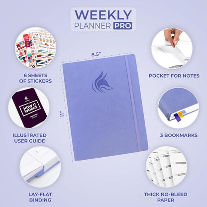 Clever Fox Planner PRO – Weekly & Monthly Life Planner to Increase Productivity, Time Management and Hit Your Goals, 8.5x11″ (Lavender)
