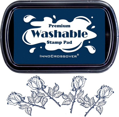 Washable Ink Pad, Best Stamps for Kids, Kids Crafts, Paw Print Kit, Baby Footprint Kit, Stamp Pads on Scrapbooking, Fingerprint Ink Pad, Easy to Wash Off Skin | Large | Safe Non-Toxic (Indigo Blue)