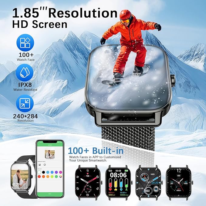Smart Watch for Women Fitness Tracker: Make Answer Call Waterproof Running Smartwatch Android Phone iPhone Samsung Compatible Digital Mens Watches Pedometer Step Tracker Heart Rate Monitor