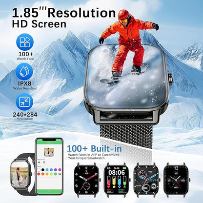 Smart Watch for Women Fitness Tracker: Make Answer Call Waterproof Running Smartwatch Android Phone iPhone Samsung Compatible Digital Mens Watches Pedometer Step Tracker Heart Rate Monitor