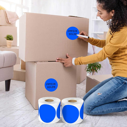 PARLAIM 3”Color Coding Labels Stickers,4Rolls/2000per Dispenser Box Round Adhesive Circle Dot Stickers for Inventory Office Home (Blue)