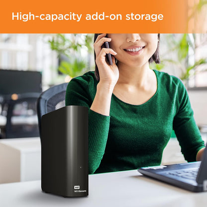 WD 24TB Elements Desktop External Hard Drive for Plug-and-Play Storage, USB 3.2 Gen1 - WDBWLG0240HBK-NESN