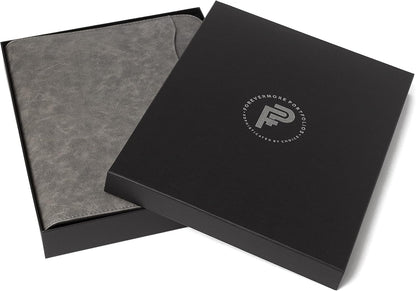 Portfolio Organizer - 1.5" 3 Ring Binder with Notepad - Zippered Storage Pouch for Papers, Travel Documents, Presentation Folder with Pockets for Card, Passport, Tickets - Gray