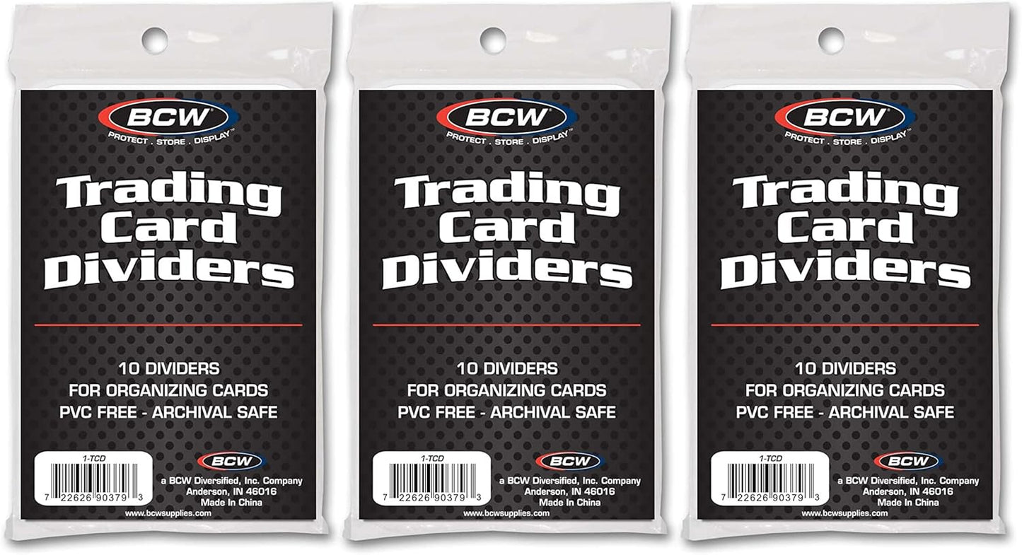 BCW Trading Card Dividers (30 Pack) | Archival Quality with Write-On Tabs | Fits 3200 & 5000 Super Monster Trading Card Storage Boxes