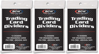 BCW Trading Card Dividers (30 Pack) | Archival Quality with Write-On Tabs | Fits 3200 & 5000 Super Monster Trading Card Storage Boxes