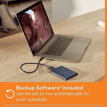WD 2TB My Passport for Mac, Navy, Portable External Hard Drive with backup software and password protection, USB 3.1/USB 3.0 compatible - WDBA2D0020BBL-WESN