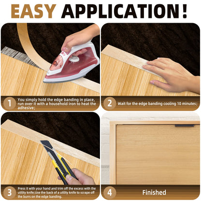 GSCIT Club Birch Edge Banding, 7/8 inch x 50ft roll of Veneer Edge Banding - Pre-glued Flexible, Real Wood Tape for Cabinet Repair & Furniture Restoration