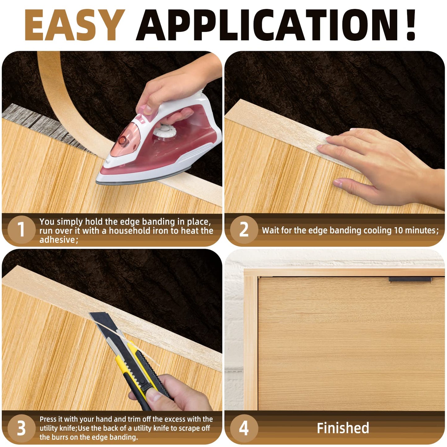 GSCIT Club Birch Edge Banding, 3 inch x 25ft roll of Veneer Edge Banding Preglued Flexible, Real Wood Tape Banding