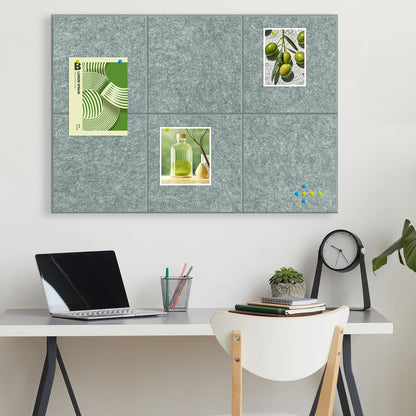 AKTOP Cork Board Bulletin Board 24"x36", 6 Pack Removable Felt Cork Board Tiles for Wall, Large Corkboard Notice Pin Board for Office, School & Home,24 Safe Adhesive Tabs, 20 Push Pins, Grey