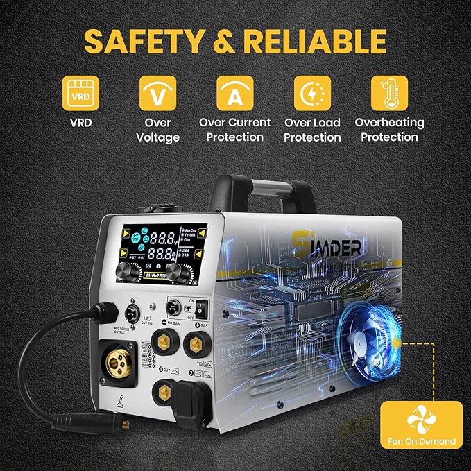 SSIMDER MIG Welder 6 in 1 Gas MIG/Flux Core/Spool/TIG/Stick/CUT 110V 220V 160A Welder Plasma Cutter Combo Welding Machine for Home DIY Outdoor Industrial Use