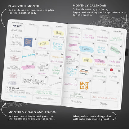 Legend Planner PRO Hourly Schedule - Weekly & Daily Organizer with Time Slots. Appointment Book Journal for Work & Personal, A4 (Black)