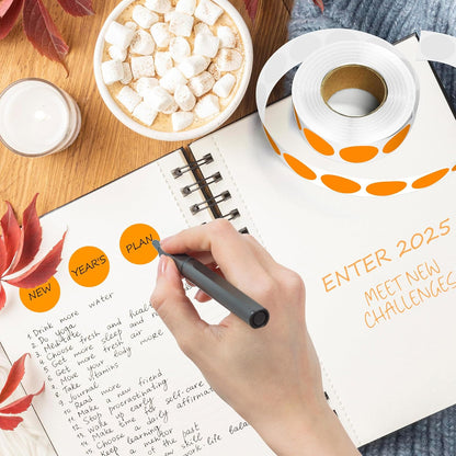 Orange 1 Inch Round Color Coding Dot Labels, 10 Rolls 10000 Dot Stickers in Dispenser Box - Permanent Adhesion, Vibrant Colors, Highly Visible