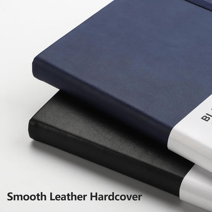 RETTACY Blank Journal Notebook, 2-Pack, 192 Pages per Pack, A5 Medium Size (5.7'' x 8.3''), Leather Hardcover, 100 GSM Thick Paper, for Sketching, Drawing, Painting (Black & Navy Blue)