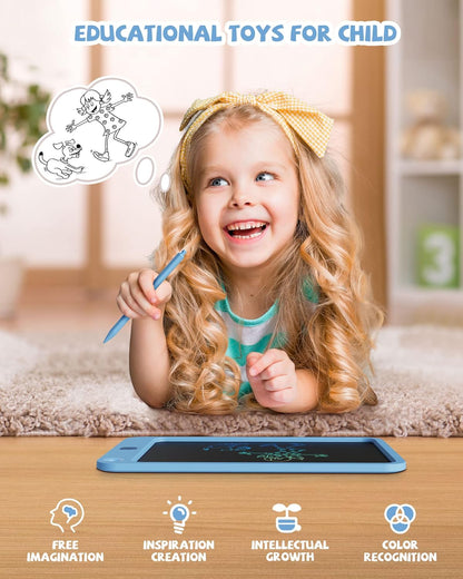 LCD Writing Tablet 10 Inch, Toys for 3 4 5 6 7 8 9 10 Year Old Boys Girls, Colorful Doodle Board Drawing Tablet, Gift for Boys Toddlers Age 3-12 Years, Memo Board, Drawing Pads with Lanyard(Navy)