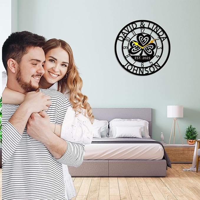 Personalized Metal Clock Sign, Custom Metal Clock,Personalized Gift, Black Gold and Silver Color Options, Housewarming Gift, Living Room Decor