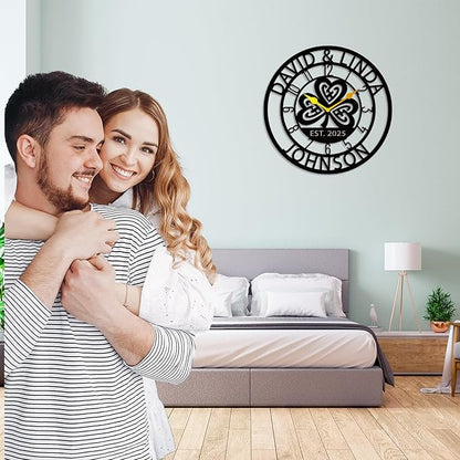 Personalized Metal Clock Sign, Custom Metal Clock,Personalized Gift, Black Gold and Silver Color Options, Housewarming Gift, Living Room Decor