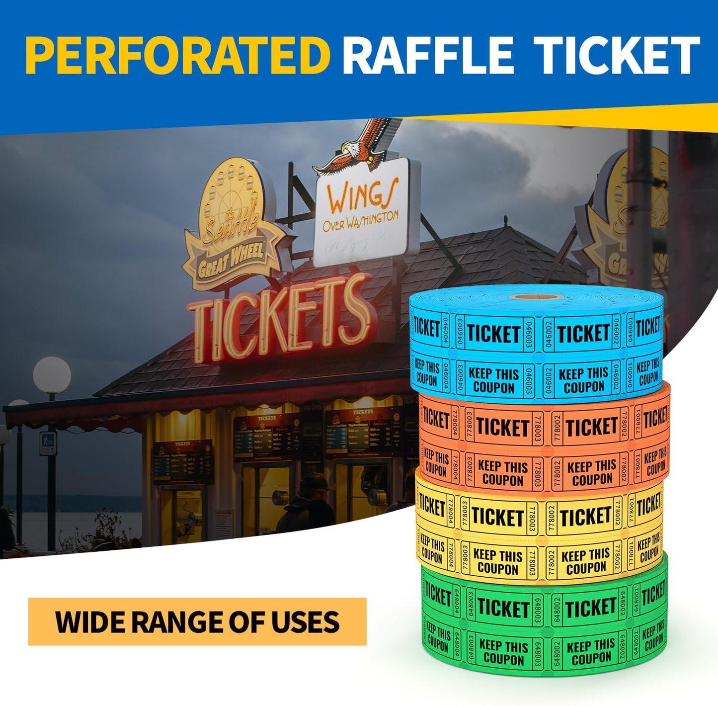 2000 Methdic Green Raffle Tickets (4 Color Selection), Double Roll, Ticket for Events, Entry, Class Reward, Fundraiser & Prizes