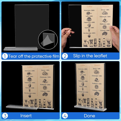 10 Pack Acrylic Sign Holder 5 x 7, Clear Double Side T Shape Acrylic Table Sign Stands for Displaying, Flyer Holder Paper Card Holder for Office Business Store Mall Restaurants