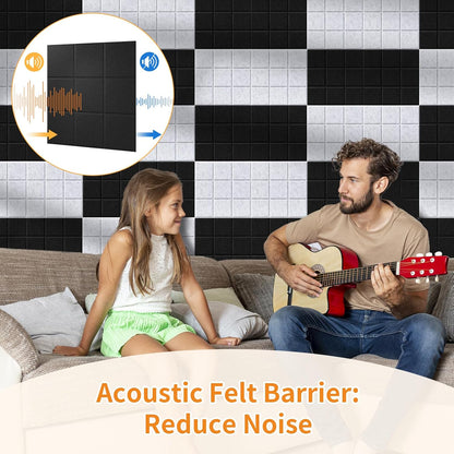 Smarpau Large Felt Cork Board, 12 Pack Black Bulletin Board for Walls 48"x36", Corkboards with Safe Removable Adhesive Tabs Pushpins, Cork Bulletin Board for Home Office