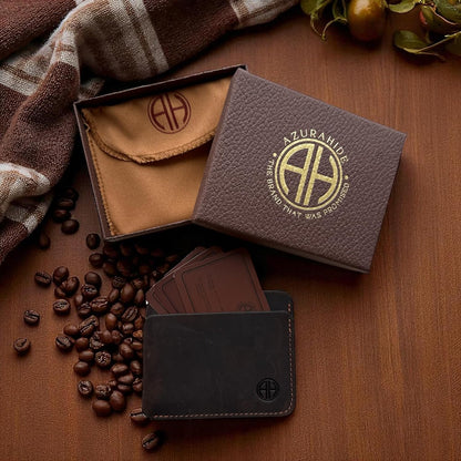 ZeroFold Slim Credit Card Holder – Men's Minimalist Handmade Full Grain Leather Wallet, Hand-Burnished & Oiled Finish, Super slim & Holds up to 8 Cards