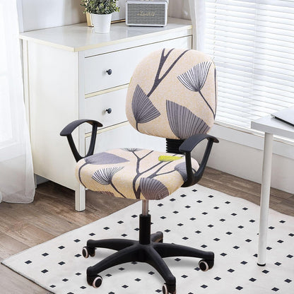 Smiry Stretch Printed Office Computer Chair Covers, Universal Washable Removable Desk Rotating Chair Slipcovers Protector, Seat + Backrest Cover - Yellow and Grey