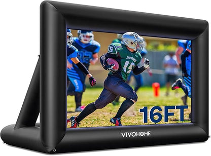 VIVOHOME 16 FT Inflatable Projector Screen for Outside, Blow Up Movie Screen Outdoor Use, Mega Large TV Screen with Carry Bag for Backyard, Triangular Back Support