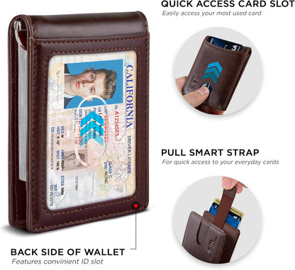 SERMAN BRANDS RFID Blocking Slim Bifold Genuine Leather Minimalist Front Pocket Wallets for Men with Money Clip Thin Gift