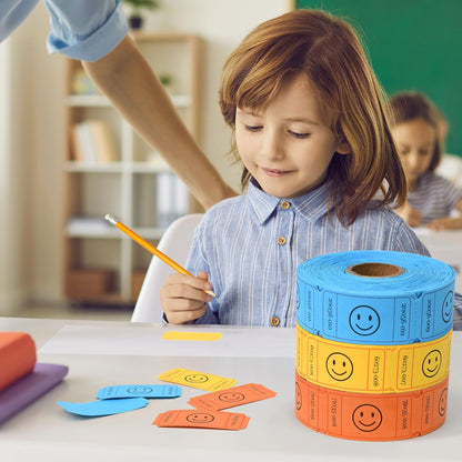 L LIKED 1500 Raffle Tickets Roll, 3 Assorted Colors, 1x2 Inch Smile Ticket for Events, Entry, Class Reward, Parties, Giveaways & Prizes (Yellow, Orange, Blue)