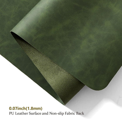 Distressed Leather Desk Mat - Non-Slip PU Desk Pad for Office and Home - Desk Organization and Accessories - Ideal for Large Mouse Pad and Desk Mats on Top of Desks(Forest Green,31.5"x 15.7")