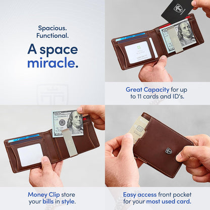 TRAVANDO Mens Wallet with Money Clip AUSTIN RFID Blocking Bifold Credit Card Holder for Men with Gift Box