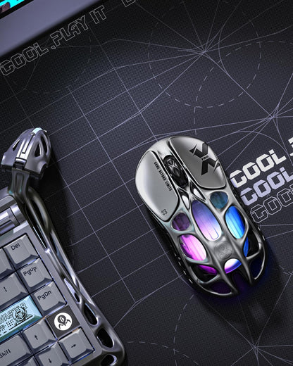 GravaStar Mercury X Pro Wireless Gaming Mouse, Come with 8K Dongle – 32,000 DPI PAW 3950 Sensor, 8,000Hz Polling Rate, Only 49g, Magnesium Alloy Hollow Frame, RGB Lighting, 5 Programmable Buttons